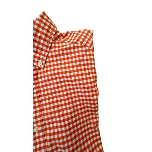 Vineyard Vines On The Go Brrr Cooling Button Down Shirt Orange Gingham Small NEW - Picture 2 of 13
